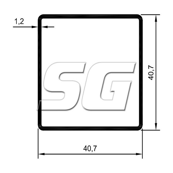 SG8026 TUBO QUADRADO 40.7 X 40.7 FOSCO 3.00MTS